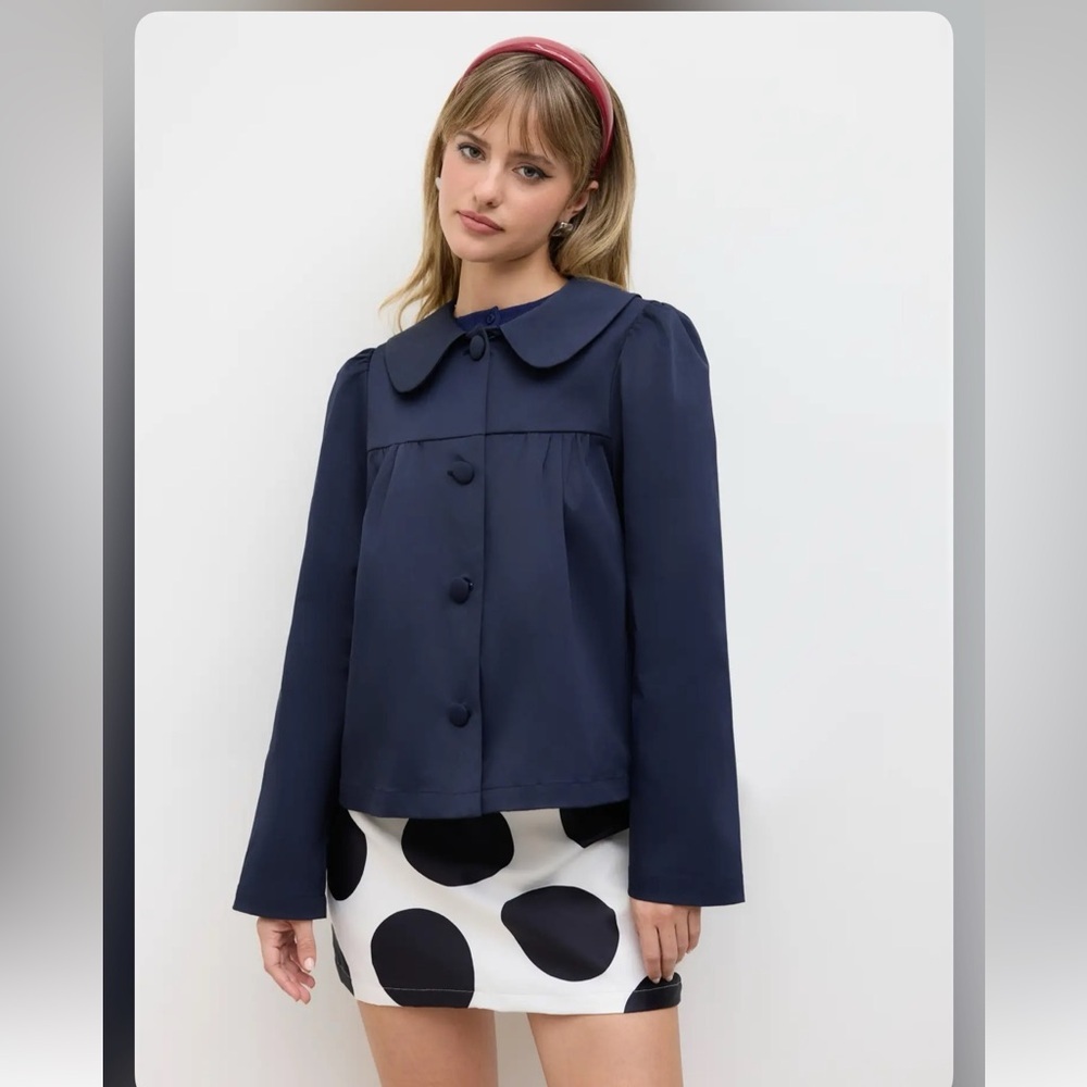 Cider chic PETER PAN COLLAR OVERSIZED TRENCH COAT M AB9-5 - Picture 1 of 12